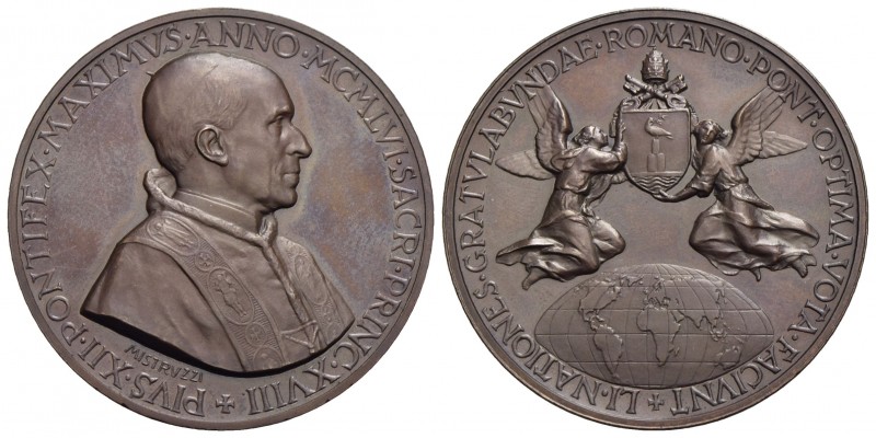 PAPALI - Pio XII (1939-1958) - Medaglia - 1956 - 80° Genetliaco - Busto a d. - R...