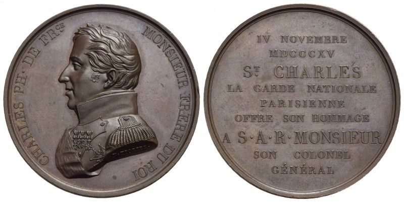 FRANCIA - Carlo X (1824-1830) - Medaglia - 1815 - Omaggio della guardia nazional...