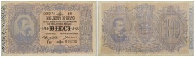 BIGLIETTI DI STATO - Umberto I (1878-1900) - 10 Lire - 16/07/1883 - Serie 1-240 - RRRR Alfa 70; Lireuro 15A Doppia effige - Dell'Ara/Crodara Pressata ...
