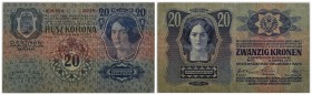 COLONIE ED OCCUPAZIONI DI TERRITORI ITALIANI - Stemma Sabaudo su banconote austro ungariche (1919) - 20 Corone - 02/01/1913 - RRRRR Gav. 66 Soprastamp...