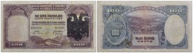 COLONIE ED OCCUPAZIONI DI TERRITORI ITALIANI - Banca Nazionale d'Albania - Occupazione (1939) - 100 Franchi (Franga) - 1939 - Gav. 111 Sovrastampa "Do...