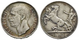 Vittorio Emanuele III (1900-1943) - 10 Lire - 1930 Biga - (AG g. 10,61) R Falso d'epoca di peso maggiore - Due ** sul contorno - bel BB