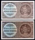 Bohemia & Moravia Lot of 2 Banknotes 1940
1 Koruna 1940 (ND); P# 3a & s; Common & Specimen