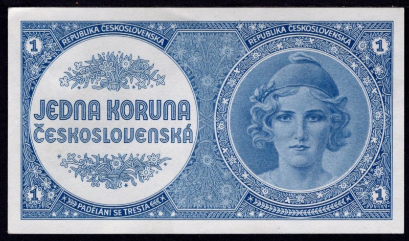 Czechoslovakia 1 Koruna 1938 (ND)
P# 28a; AUNC-