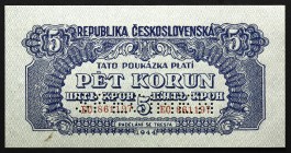 Czechoslovakia 5 Koruna 1945 Specimen
P# 46s; № EC861197; UNC