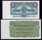 Czechoslovakia Lot of 2 Banknotes 1961
3 & 5 Korun 1961; UNC