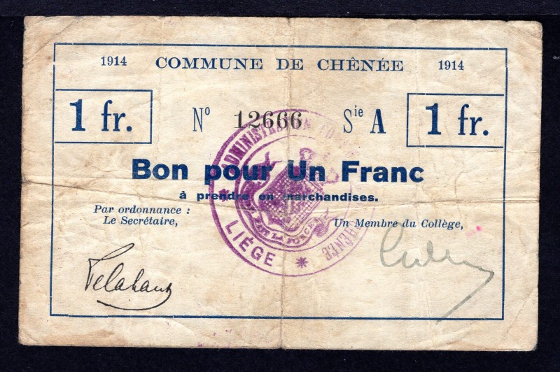 Belgium 1 Franc 1914
Commune de Chenee