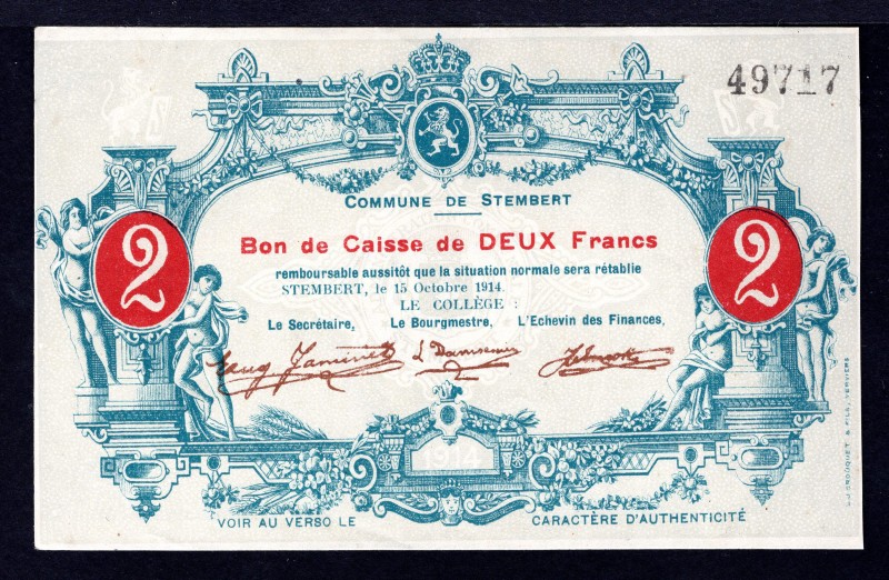 Belgium 2 Francs 1914
Commune de Stembert