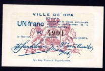 Belgium 1 Franc 1916
Ville De Spa; K 4901