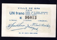 Belgium 1 Franc 1915
Ville De Spa; K 96013
