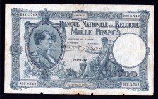 Belgium 1000 Francs 1922
P# 96; 29/9/22; F