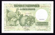 Belgium 50 Francs 1945
P# 106; aUnc/UNC