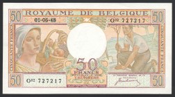 Belgium 50 Francs 1948
P# 133a; № O 02 727217; UNC