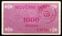 Bosnia and Herzegovina 1000 Dinara 1992
P# 50a; № 0363655