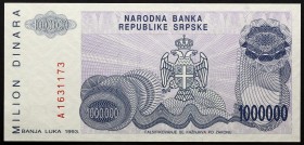 Bosnia and Herzegovina 1 000 000 Dinara 1993 Serbian Republic
P# 155; № A1631173; UNC