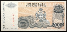 Bosnia and Herzegovina 5 000 000 Dinara 1993 Serbian Republic
P# 156; № A0330742; UNC