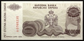 Bosnia and Herzegovina 500 000 000 Dinara 1993 Serbian Republic
P# 158; № A0765235; UNC