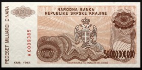 Croatia Srpska Krajina 50 000 000 000 Dinara 1993
P# R29a; № A0009385; UNC