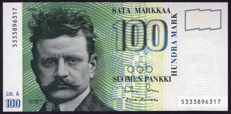 Finland 100 Markkaa 1986 (1991) Litt. A
P# 119; UNC