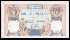 France 1000 Francs 1940
P# 90c; VF
