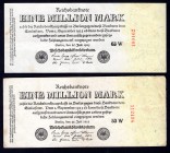 Germany Lot of 2 Banknotes 1923
P# 94; 1 Million Mark; 2 pcs.; VF/EF