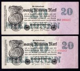 Germany Lot of 2 Banknotes 1923
P# R96c; 20 Millions Mark; VF