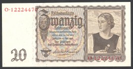 Germany 20 Reichsmark 1939 RARE!
P# 185; № O 12224470; UNC; RARE!