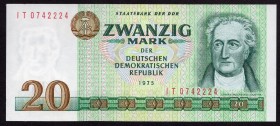 Germany Democratic Republic 20 Mark 1975
P# 29b; № IT0742224; UNC