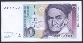 Germany 10 Mark 1993
P# 38c; № GG 6414442 L 8; UNC; "Friedrich Gauss"