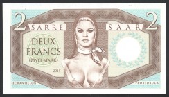 Germany 2 Francs / Mark 2015 Specimen RARE
P5809-Gabris; Mintage: 600; UNC; Bust of a Lightly-Dressed Actress Brigitte Bardot as Marianne