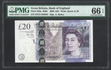 Great Britain 20 Pounds 2006 PMG66
P# 392a; № EK75 588580; UNC; Sign. A. Bailey; "Adam Smith"