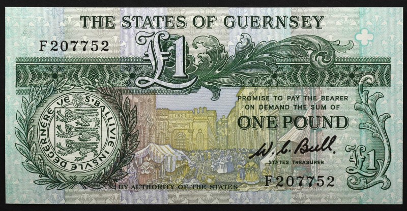 Guernsey 1 Pound 1980-89
P# 48a; № F207752; UNC