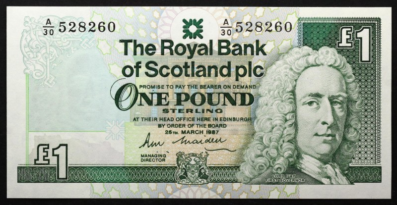 Scotland 1 Pound 1987
P# 346; № A30-528260; UNC