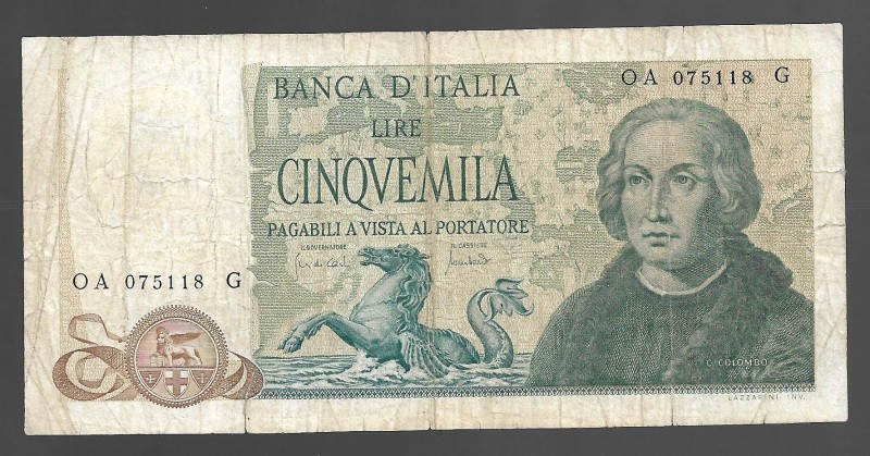 Italy 5000 Lire 1971 Rare Date
P# 102; OA 075118 G