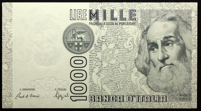 Italy 1000 Lire 1982 Specimen
P# 109s; № TF740939S; UNC