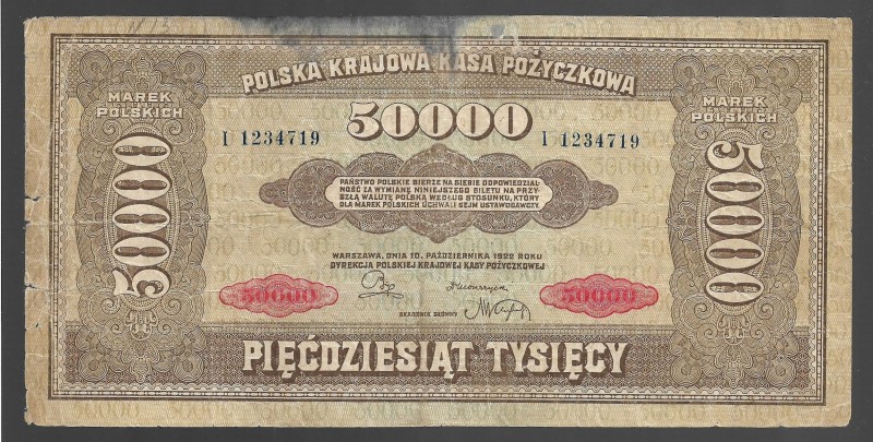 Poland 50000 Zlotych 1922
P# 33; I 1234719