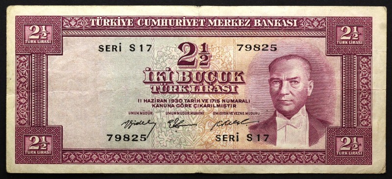 Turkey 2-1/2 Lira 1955
P# 151a; № S17-79825