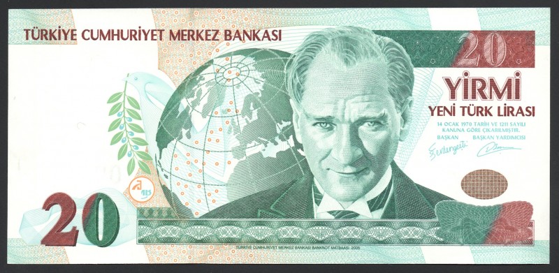 Turkey 20 Lirasi 2005
P# 219; № E17 77787; UNC