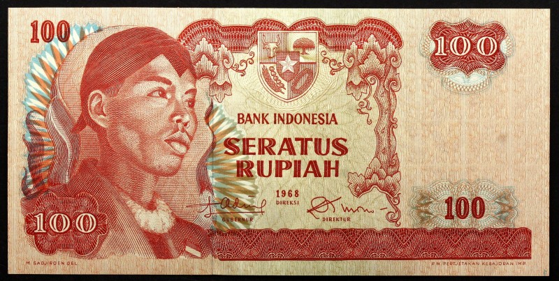 Indonesia 100 Rupiah 1968
P# 108a; № VJS090847; UNC