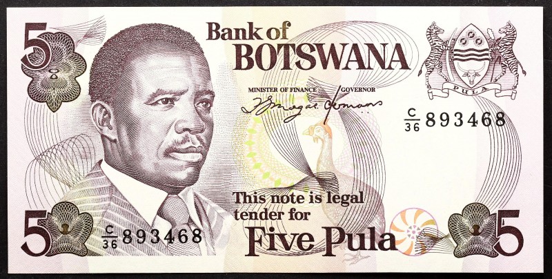 Botswana 5 Pula 1992
P# 11a; № C36-893468; UNC