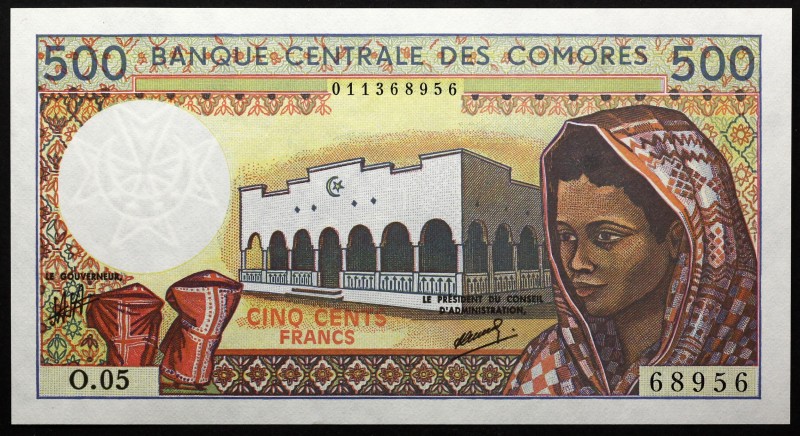 Comoros 500 Francs 1994
P# 10b; № 011368956; UNC