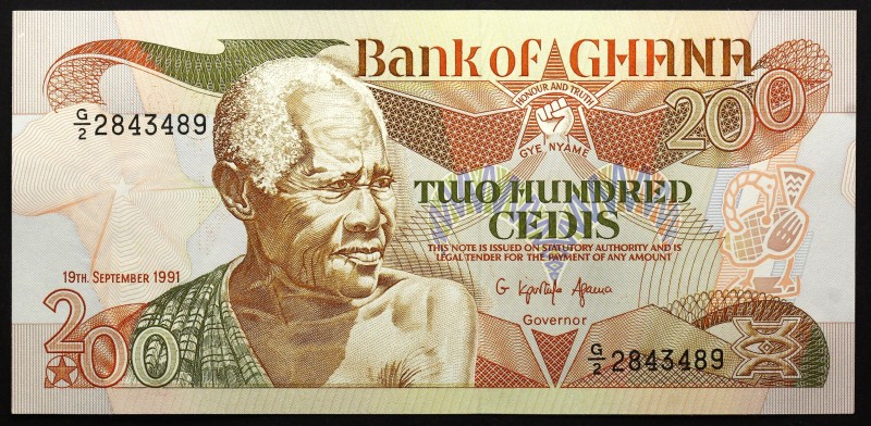 Ghana 200 Cedis 1991
P# 27b; № G2-2843489; UNC