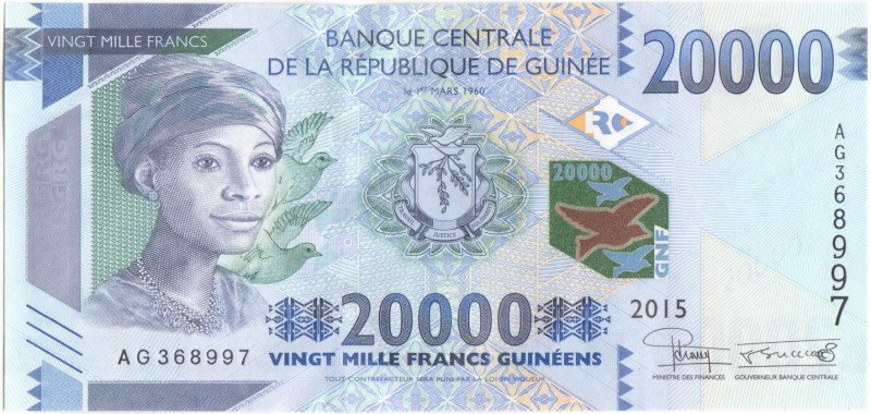 Guinea 20000 Francs 2015
P# 50; 148x70mm; UNC