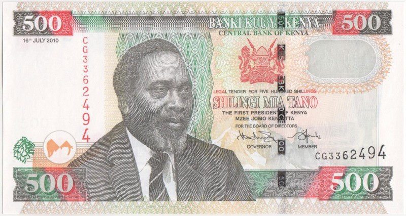 Kenya 500 Shillings 2010
P# 50(e); 147x78mm; UNC