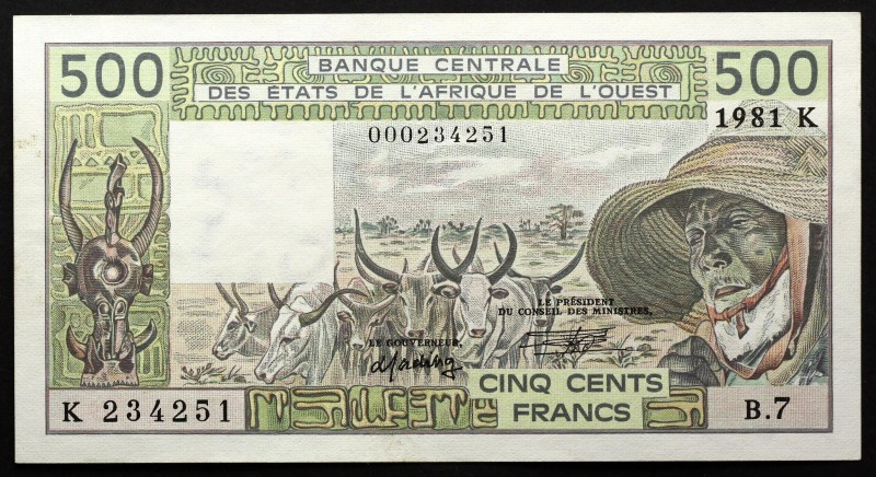 Senegal 500 Francs 1981
P# 706Kc; № 000234251; UNC