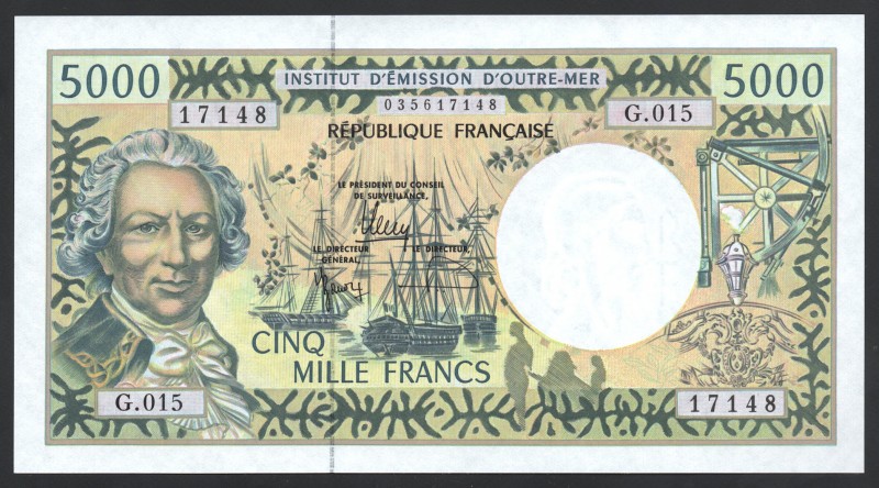 French Pacific Territories 5000 Francs 2010 - 2012 RARE!
P# 3i; № G. 015 17148;...