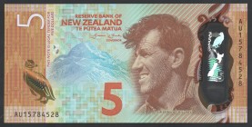 New Zealand 5 Dollars 2015
P# 191; № AU 15784528; UNC; Polymer; "Sir Edmund Hillary"