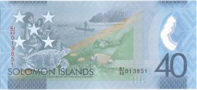 Solomon Islands 40 Dollars 2018
P# 146x67mm; 40 Years of Independence; Anniversary Polymer; Unc