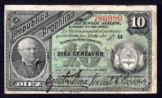 Argentina 10 Centavos 1884
P# 6; F/VF