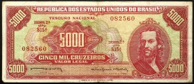 Brazil 5000 Cruzeiros 1963-1964
P# 182b; № 082560; UNC